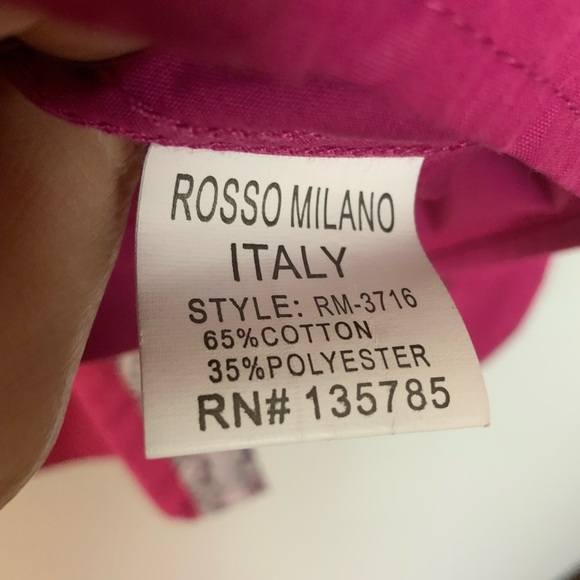 Rosso Milano Fuchsia Magenta Pink Button Down Shirt Paisley Floral Trim XL - Picture 6 of 7